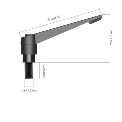 Clamping Lever Handles, M12 x 25mm Male Thread, Adjustable Quick Release Locking Rotating Screw Bolt Stud Knobs Apply for Lathe Machinery, Black - size: M12 x 25mm