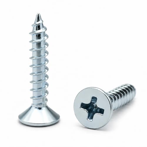 BCP Fasteners #6 x 1 Zinc-Plated Flat Head Wood Screws, 100 Pack - size: #6 x 1"