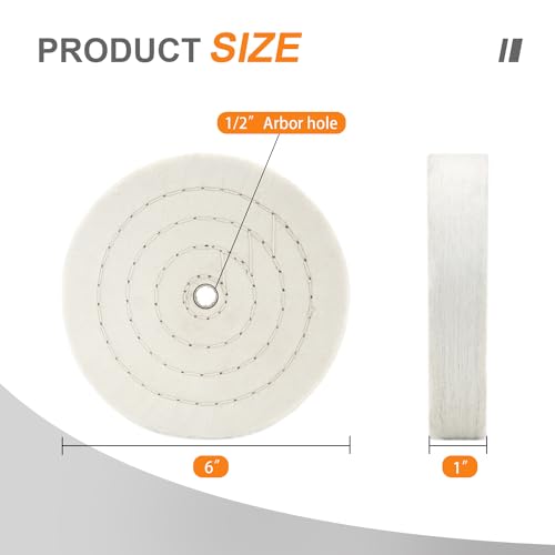 SCOTTCHEN Buffing Polishing Wheel 6 inch (70 Ply) Extra Thick for Bench Grinder Tool with 1/2" Arbor Hole 2 PCS - color: Fine 2pcs, size: 6 inch