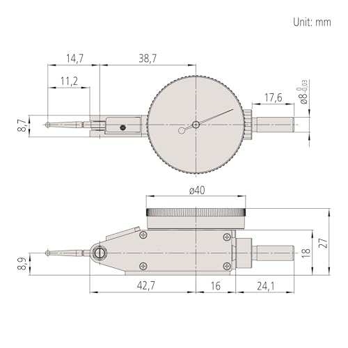 Mitutoyo 513-402-10E DIAL TI, BAS, STD 0.03", 0.0002" Accuracy, 0.0005", White