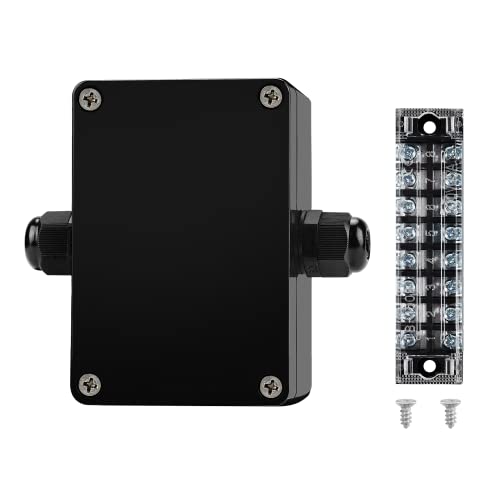 ABS IP67 Waterproof Dustproof Electrical Junction Box, with 15A 600V Barrier Terminal Cable Connector, 1IN/1Out Power Junction Box（3.93 * 2.67 * 1.96in） - size: 1T1 3.93"x 2.67"x1.96"A