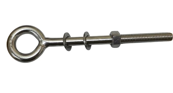 US STAINLESS Stainless Steel 316 Eye Bolt 1/2" x 8" UNC (1/2"-13 Pitch) Short Thread Marine Grade