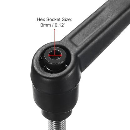 uxcell 2pcs Adjustable Clamping Lever Handle M6 x 55mm Metric 304 Stainless Steel Male Threaded Stud Hand Knobs Push Button Ratchet Rotating Screw Handles Bolts with Locking Lever Black - size: M6 x 55mm