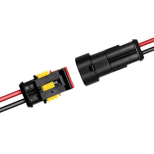 2 Pin Way Electrical Wire Connector, Waterproof Male & Female Electrical Plug Socket Kit, 2 Wire 20 AWG Connector Quick Disconnect Plug for Cars Trucks Motorcycles - color: 1 PCS