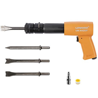 UW-AH250P Long Barrel Air Hammer Kit with Quick Change Retainer and 4 Chisels, 3-5/8 Inch Stroke, 2200 BPM, Light weight (AH250P - Long Barrel) - style: UW-AH250P Long Barrel
