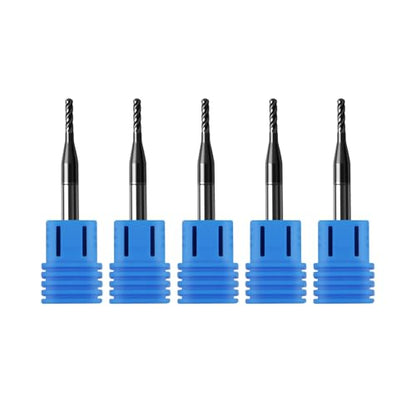 5Pcs 1/16" Carbide Ball Nose End Mills, ALTiN Coated, 4 Flute - size: 1/16 in