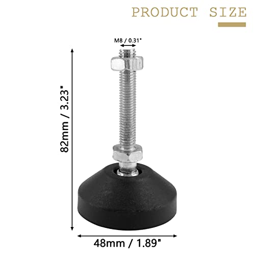 Bonsicoky M8 Metal Adjustable Leveling Feet, Black, 3.2" x 1.9", 4 Pcs - size: M8,3.2" Height