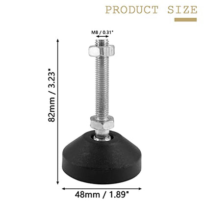 Bonsicoky M8 Metal Adjustable Leveling Feet, Black, 3.2" x 1.9", 4 Pcs - size: M8,3.2" Height