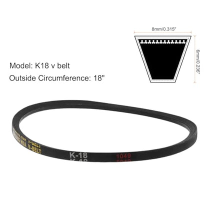 uxcell 2pcs k18 Rubber V Belt, K Section V-Belt 18" Outside Circumference x 0.315" Width x 0.236" Thick, Industrial Power Transmission Belt - size: K18