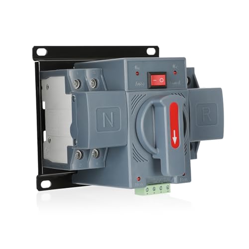 100Amp 110V AC Automatic Transfer Switch, ATS 2P Manual Dual Power Changeover Electrical Switch, Solar Back Up Power Auto Selector Overvoltage, Undervoltage 50/60Hz CE Certified - size: ATS 100A 2P 110V AC