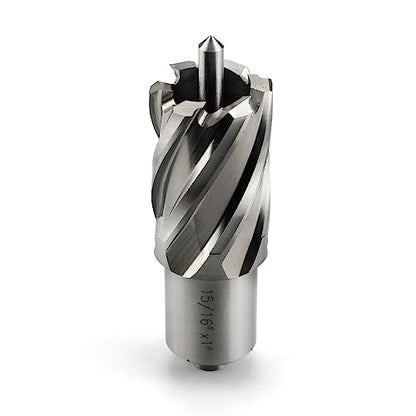 Annular Cutter JESTUOUS 15/16 Inch Cut Dia 3/4 Weldon Shank 1 Cut Depth