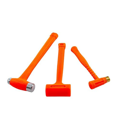 XtremepowerUS 3-Pieces Dead Blow Hammer Set, Brass Hammer, Ball-Peen Hammer, and Dead Blow Hammer, Unibody Checkered Grip, Spark & Rebound Resistant