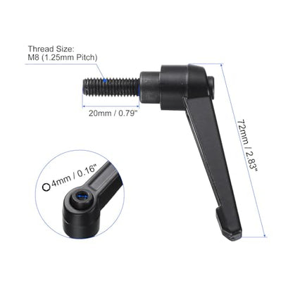 uxcell 4pcs Clamping Lever Handles, M8 x 20mm Black Oxide Carbon Steel Threaded Male Stud, Adjustable Handles Locking Quick Release Ratchet Push Button Bolt Knobs, Black - size: M8 x 20mm