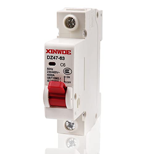 AC Miniature Circuit Breaker 6A 230V/400V 1 Pole DIN Rail Mount Circuit Breaker DZ47-63 Circuit Breaker for Home Circuits - size: 6A