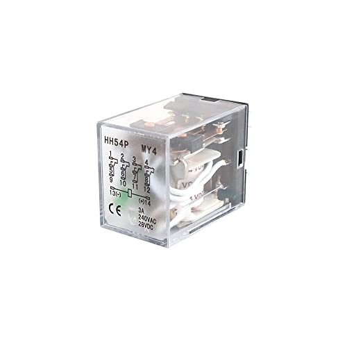 ATO DC 24V Coil 14-Pin Electromagnetic Power Relay 4PDT 4NO 4NC HH54P MY4NJ with Plug-in Terminal Socket Base - size: 4NO 4NC
