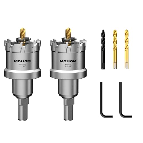 Mollom 1-3/8" (35mm) 2Pcs Heavy Duty Carbide Hole Saw with 3 Pilot bit - size: 35mm | 1-3/8" - 2PCS