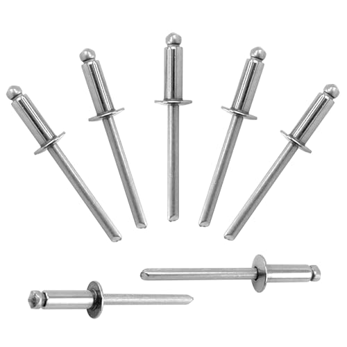 ALLCLEAN 100 Pcs 3/16"x1/2" Stainless Steel Blind Pro Rivets,4.8 x 12mm Pop Rivets,Stainless Steel Grip and Stainless Steel Mandrel - color: Stainless Steel, size: 3/16"x1/2"