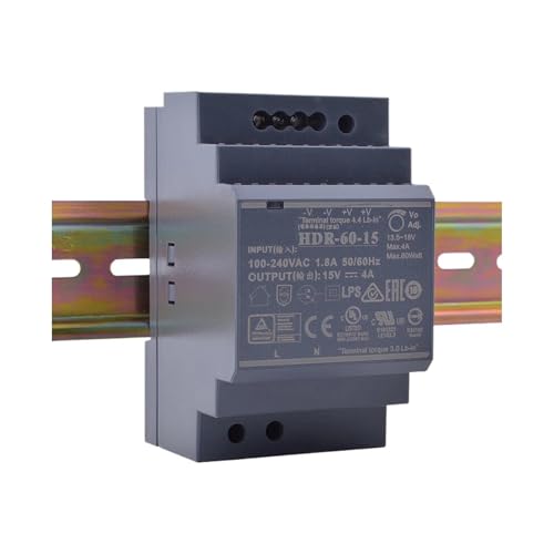 HDR-60-15 15V 4A 60W DIN Rail Power Supply for Industrial Control