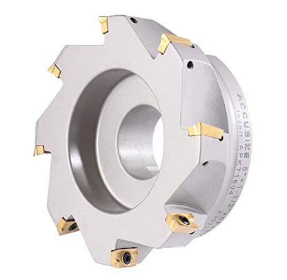 Accusize Industrial Tools 5'' by 1-1/2'' 90 Deg Square Shoulder Indexable Face Mill with 8 Pcs Apkt1604 Inserts Installed, 4508-0022b - size: 5 in, style: no holder