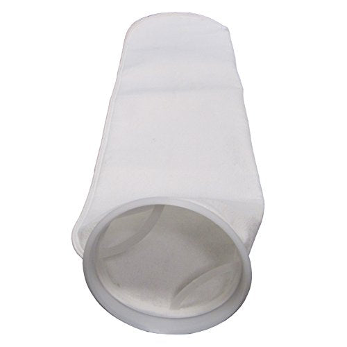 (10 Pack) #2 Size 1 Micron Liquid Filter Bags, Polyester Felt Material, Polypropylene Ring, 7-1/16" Diameter x 32" Length, 4.4 Square Feet Surface Area, Max Temperature 300°F, Welded Seams