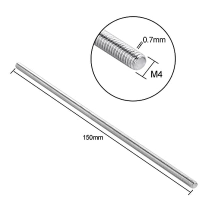 Pack of 5 M4 x 150mm Length 304 Stainless Steel Fully Threaded Rod Bar Studs Silver Tone