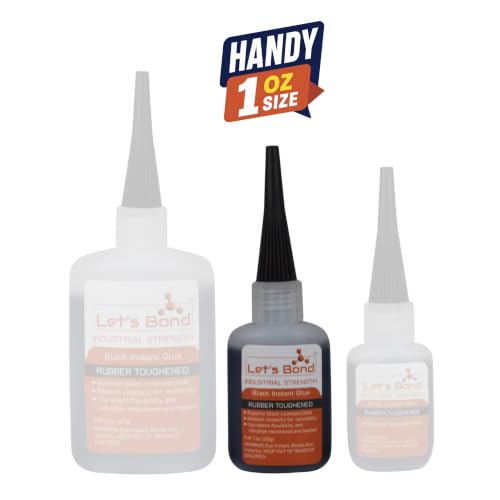 Let's Bond 1 oz Black Premium Cyanoacrylate, Medium Viscosity, 300 CPS - size: 1 oz