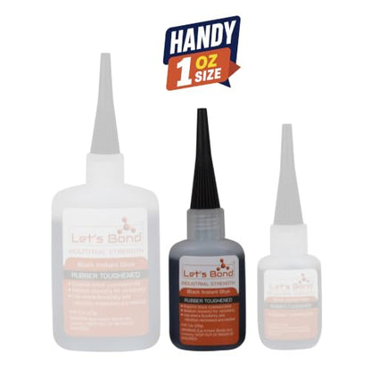 Let's Bond 1 oz Black Premium Cyanoacrylate, Medium Viscosity, 300 CPS - size: 1 oz
