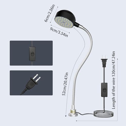LED Magnetic Machine Light, 15W high Brightness Work lamp,Flexible Gooseneck lamp with Strong Magnetic Base for Lathe and Industrial Machine,Round Base 110-220V