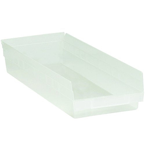 BOX USA BBINPS123CL Plastic Shelf Bins, 23 5/8" x 8 3/8" x 4", Clear (Pack of 6)