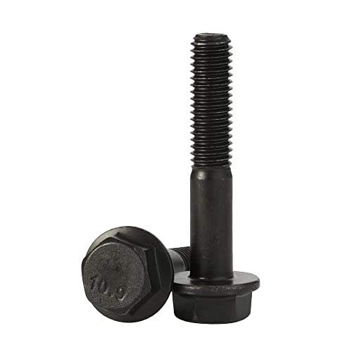 Mellewell M8 x 45mm Flanged Hex Head Bolts Flange Hexagon Screws, Half Thread, Alloy Steel, Black Oxide Finish, Quantity 10 - size: M8-1.25 x 45mm