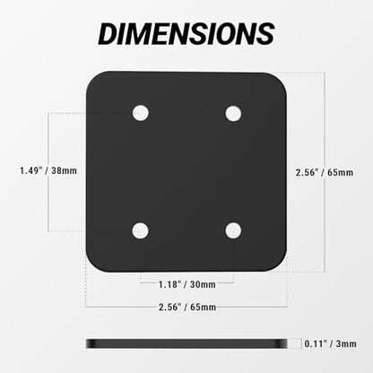 Scosche Universal Steel 4-Hole AMPS Mounting Plate, Heavy-Duty Back Support Plate to Reinforce Any Dash Mount Phone Holder or Tablet Stand with AMPS Pattern Base, Includes M4 Screws, Nuts and Washers