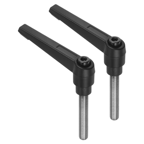 uxcell 2pcs Clamping Lever Handles, M8 x 45mm 304 Stainless Steel Threaded Male Stud, Adjustable Handles Locking Quick Release Ratchet Push Button Bolt Knobs, Black - size: M8 x 45mm