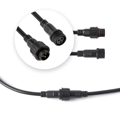 BTF-LIGHTING 3 Pin Electrical Connector 18AWG IP65 Male Female Connector 7.87in/20cm Extension Cable for Car,Truck,Boat,Indoor/Outdoor LED Strip Lights/String 22mm Nut Big Size 5 Pairs - size: 3 PIN Big Size
