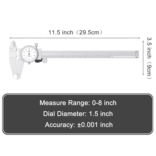 HDLNKAK Dial Caliper Shockproof with Watch 0-9" Range - color: Silver