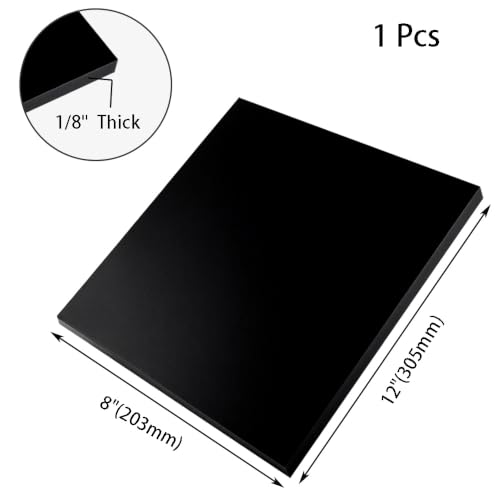 1 Pack Black HDPE Plastic Sheet 1/8" Thick - 12" X 8",High Density Polyethylene Sheet for DIY,Fabrication,Waterproof,Durable - color: Black, size: 12"x8"x1/8"