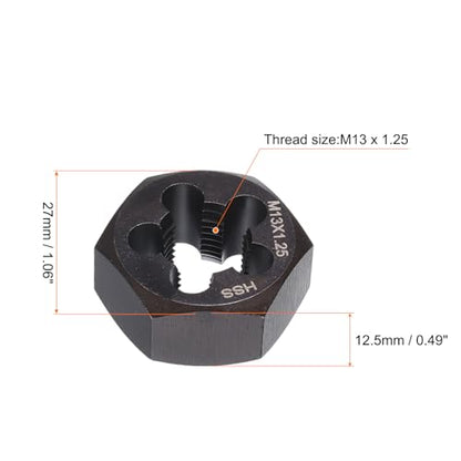 HARFINGTON Hex Threading Die M13 x 1.25 Metric Thread Right Hand High Speed Steel Rethreading Fixed Die Screw Cutting Tapping Repair Tool - size: M13 x 1.25