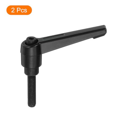 uxcell 2Pcs M6 x 25mm Adjustable Knobs Handle Male Thread Push Button Ratchet Quick Release Locking Rotating Bolt for Lathe Machinery, Black - size: M6 x 25mm
