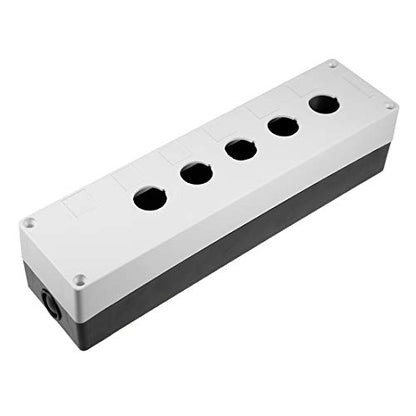 uxcell Push Button Switch Control Station Box 22mm 5 Button Hole Waterproof Black and Grey