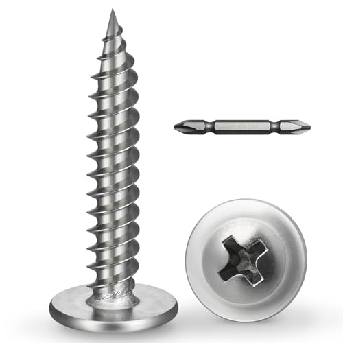 #8 x 1 Inch Wood Screws Phillips Modified Truss Head Stainelss Steel 410 Self Tapping Metal Screws,Silver(0.5Ib,85Pcs) - color: Silver 0.5lb Box, size: 8 x 1"