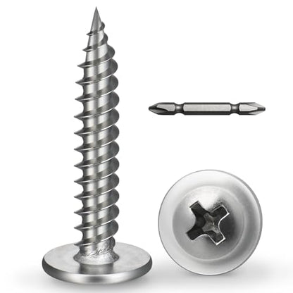 #8 x 1 Inch Wood Screws Phillips Modified Truss Head Stainelss Steel 410 Self Tapping Metal Screws,Silver(2Ib,370Pcs) - color: Silver 2lb Box, size: 8 x 1"