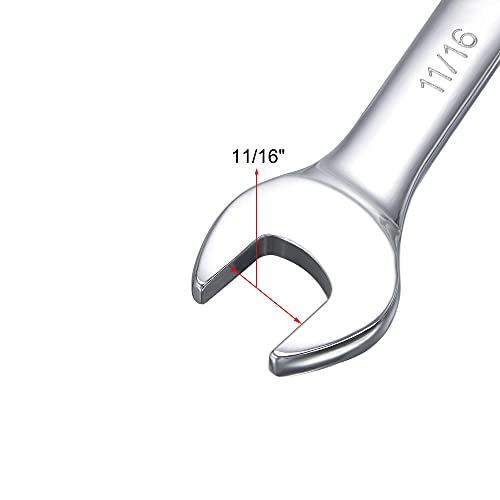 uxcell 11/16 Inch Ratcheting Combination Wrench SAE 72 Teeth 12 Point Ratchet Box Ended Spanner Tools, Cr-V - size: 11/16"