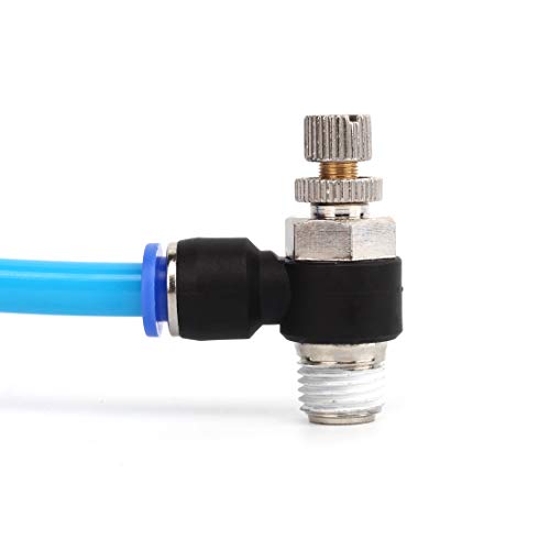 SNS Air Flow Control Valve Push To Connect Fitting Speed Control Valve 3/8"Tube OD x 1/4 NPT 90 Degree Elbow(10 PCS) JSC3/8-N02 - size: JSC3/8-N02