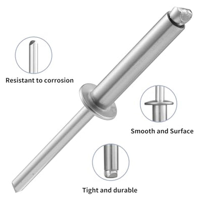 80pcs 1/4" x1/2" Aluminum Blind Rivets, 6.3 x 12mm Pop Rivets,Rivets for Metal,Silver - color: Aluminum, size: 1/4" x 1/2"