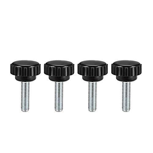 uxcell 4pcs Knurled Clamping Knobs M6 x 20mm Metric Zinc Plated Carbon Steel Male Thread Thumb Screw on Type 21mm Plastic Round Head Threaded Hand Bolt Stud Knobs Black - size: M6 x 20mm x 21mm