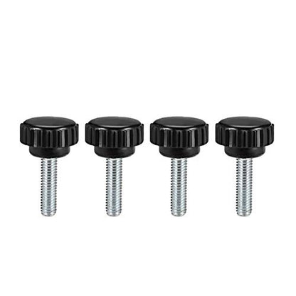 uxcell 4pcs Knurled Clamping Knobs M6 x 20mm Metric Zinc Plated Carbon Steel Male Thread Thumb Screw on Type 21mm Plastic Round Head Threaded Hand Bolt Stud Knobs Black - size: M6 x 20mm x 21mm
