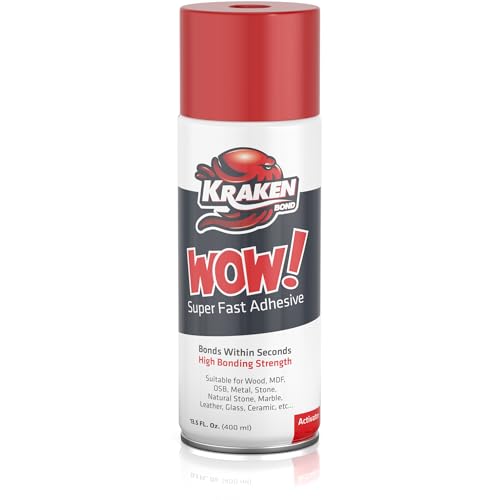 KRAKEN BOND Wow! Spray Adhesive Activator(1X13.5 Oz.) - Cyanoacrylate Super Glue Accelerator Spray for Plastic, Metal, Wood & PVC, CA Glue Activator | 1 Pack - size: 1 Pack, style: 13.50 fl. oz.