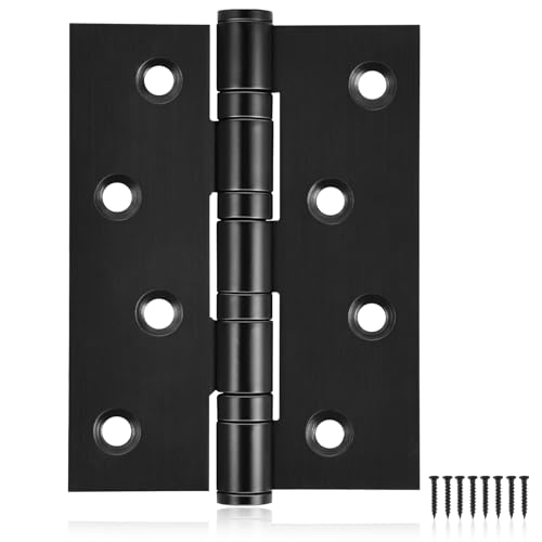 6-Pack Black Door Hinges, 4 Inch Heavy Duty Stainless Steel Hinge for Interior Exterior Doors, Max Loading 150LB, Matte Black Ball Bearing Hinges with Screws, Smooth and Quiet - size: 4inch - 6 Pack