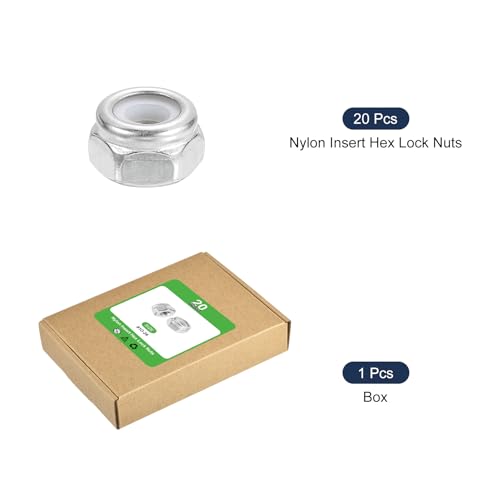 uxcell 20Pcs #10-24 Nylon Insert Hex Lock Nuts, 304 Stainless Steel Self-Locking Nylon Insert Stop Nut for Industrial Construction Fasteners, Silver & White - size: #10-24