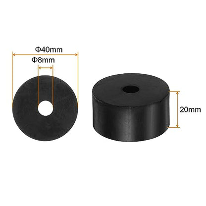 HARFINGTON 8pcs Rubber Spacer 1.57 Inch OD 0.3 Inch ID 0.8 Inch Thick Neoprene Round Anti Vibration Isolation Pads Isolator Rubber Washers Bushings for Home Cars Boat Accessories, Black - size: 8mm x 40mm x 20mm