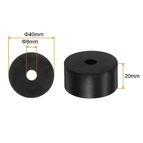 HARFINGTON 8pcs Rubber Spacer 1.57 Inch OD 0.3 Inch ID 0.8 Inch Thick Neoprene Round Anti Vibration Isolation Pads Isolator Rubber Washers Bushings for Home Cars Boat Accessories, Black - size: 8mm x 40mm x 20mm